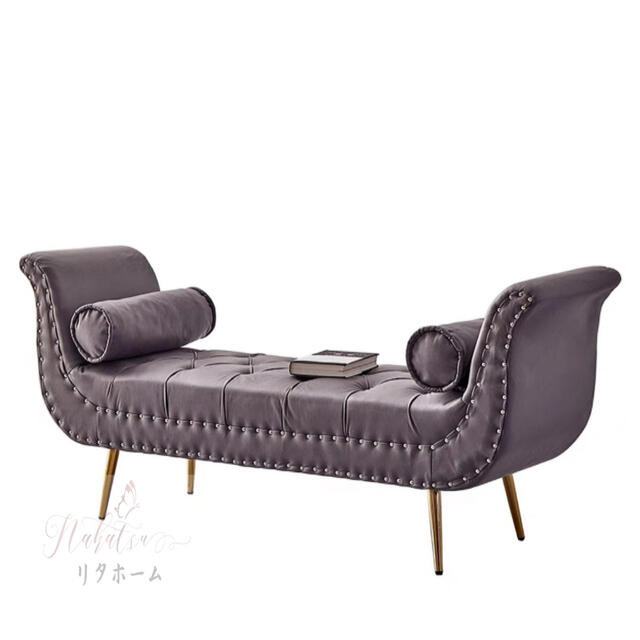 ソファ 椅子ソファー 2人掛け 2P 布地 高級アーム付き コンパクトベルベット丶金属サイズ