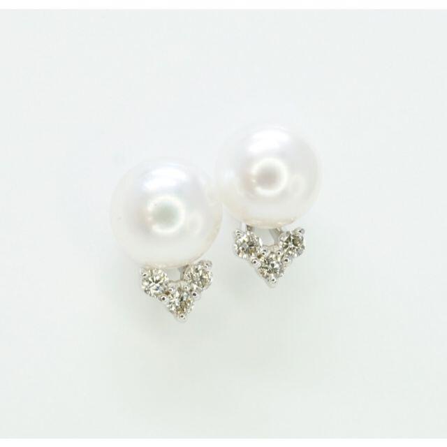 新品K18WGパールダイヤピアス5.5～6mm0.06ct