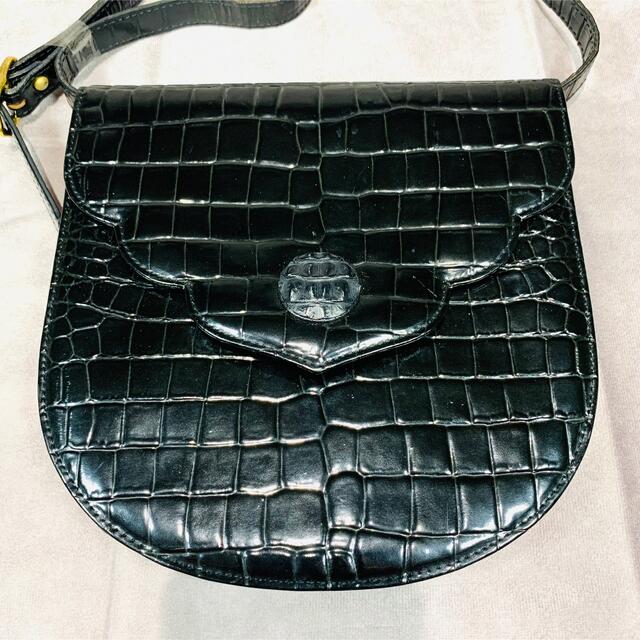 美品 Yves Saint Laurent レザー ショルダーバッグ 黒 型押し