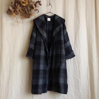 ネストローブ(nest Robe)のTOUJOURS トゥジュー ヘリンボーンチェック ガウンコート/ローブコート(ロングコート)