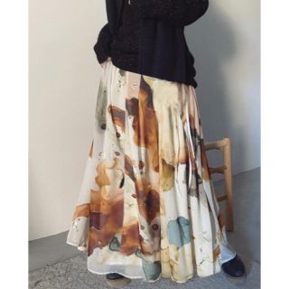 アメリヴィンテージ(Ameri VINTAGE)のAmeri VINTAGE   AMELIA INK ART SKIRT(ロングスカート)