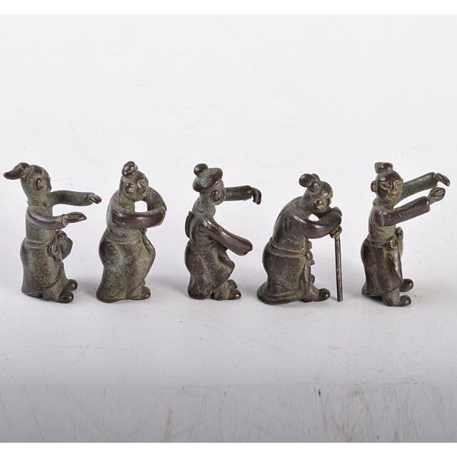 中国　古銅青銅　盆景　人物置物　D  R4084