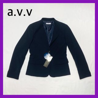 アーヴェヴェ(a.v.v)の新品 a.v.v Wクロス Vネック ジャケット ネイビー レディース(テーラードジャケット)