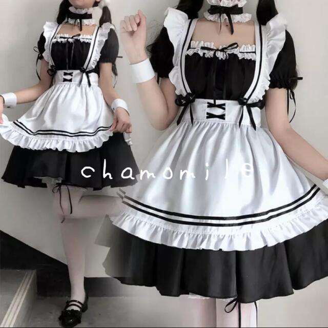 【クーポン使えます♪】M〜L メイド服  ブラック　コスプレ　サンタ　クリスマス エンタメ/ホビーのコスプレ(衣装一式)の商品写真