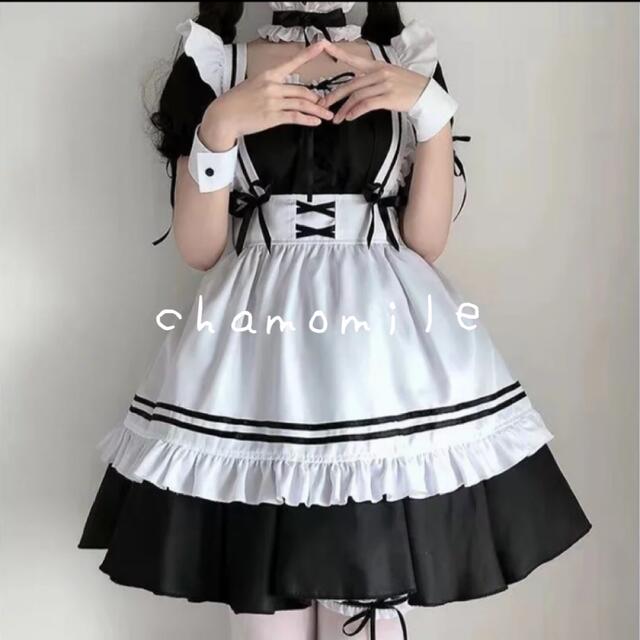 【クーポン使えます♪】M〜L メイド服  ブラック　コスプレ　サンタ　クリスマス エンタメ/ホビーのコスプレ(衣装一式)の商品写真