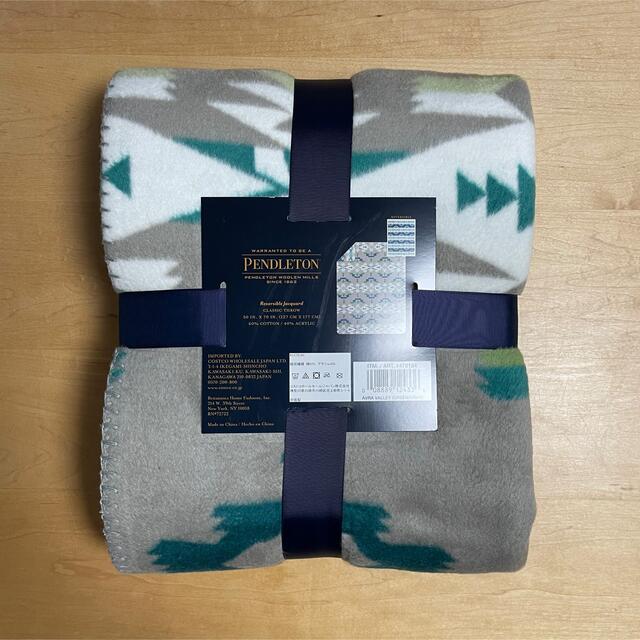 PENDLETON(ペンドルトン)の【新品・送料込み】ペンドルトン ジャガード大判サイズひざ掛け 灰×碧 インテリア/住まい/日用品のインテリア/住まい/日用品 その他(その他)の商品写真