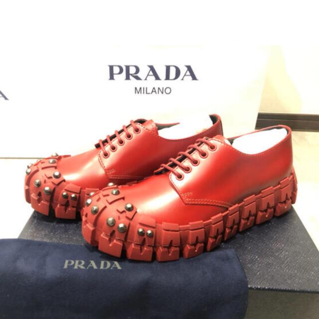 PRADA スタッズ ダービー ウィール シューズ 8 27 モノリス 最高品質の