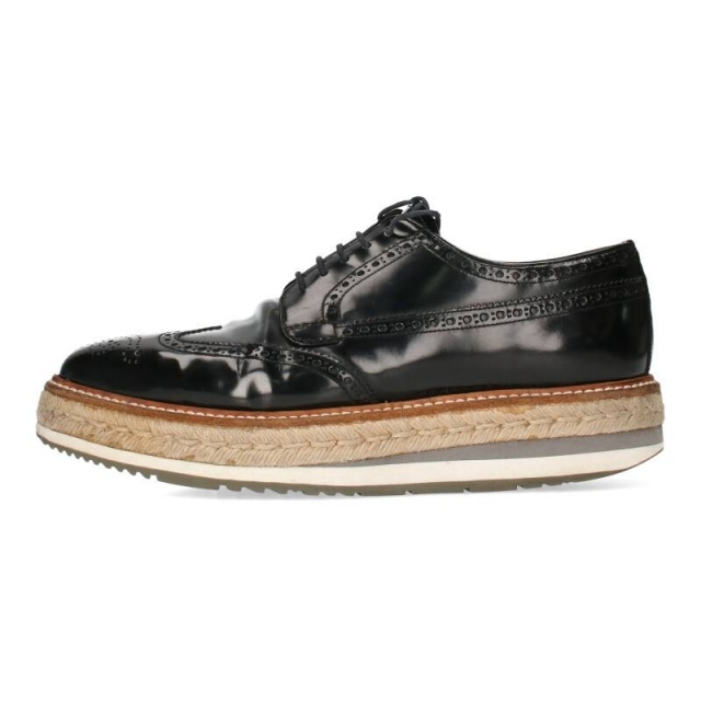 PRADA - プラダ 2EG015 ウィングチップレザーレースアップシューズ 6.5