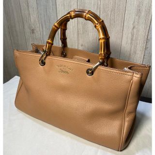 グッチ(Gucci)のGUCCI バンブー 2way ハンドバッグ　ベージュ(ハンドバッグ)