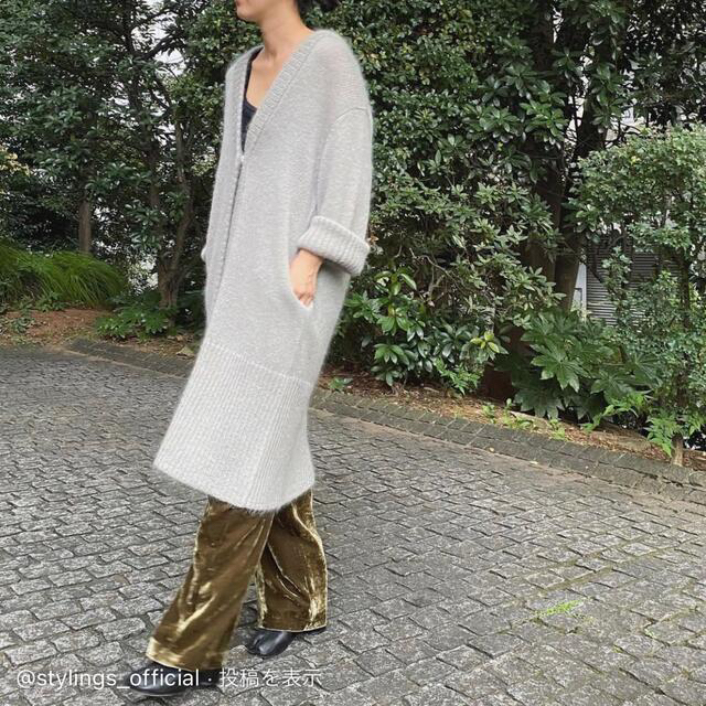styling/ スタイリング モヘアニットロングガウン グレー 宅込 www