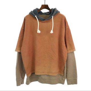 Martin Margiela 10 マルタンマルジェラ 19AW OVERSIZED LAYERED GARMENT-DYED HOODIE オーバーサイズ レイヤード ガーメント ダイド フーディー プルオーバーパーカー 再構築 S50GU0092 STJ286