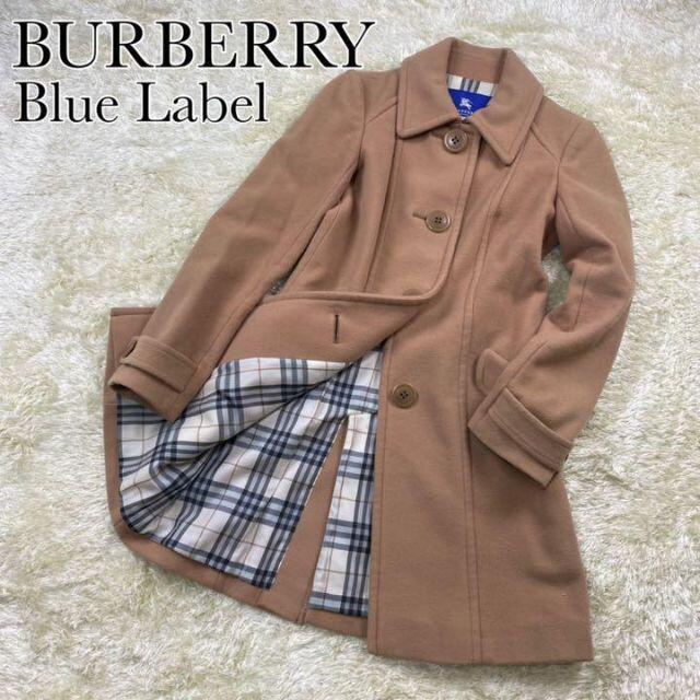 Burberry Blue label ノバチェック キャメルウールコート 38 超人気