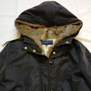 シップス モッズコート 黒 36 ラビットファー付き ボアライナー 着脱可