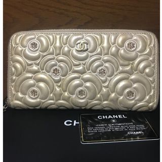 シャネル(CHANEL)のCHANEL 長財布　カメリア ビジュー　ゴールド(財布)