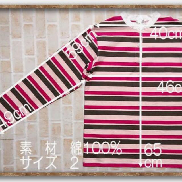 TAKEO KIKUCHI(タケオキクチ)のタケオキクチ　マルチボーダーラガーシャツ　ピンク系 レディースのトップス(カットソー(長袖/七分))の商品写真