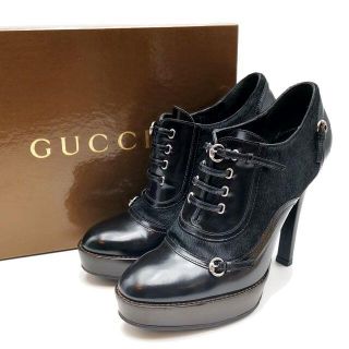 グッチ(Gucci)の美品 グッチ GUCCI ブーティ ハラコ レザー  01-21111406(ブーティ)