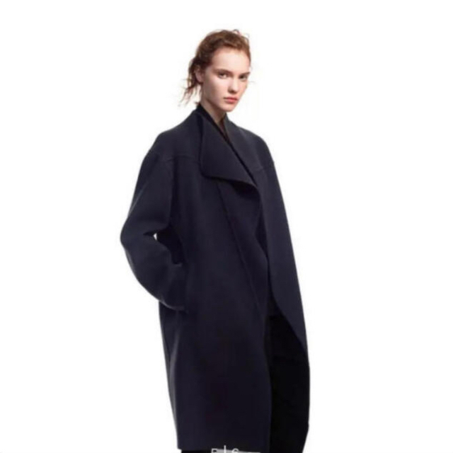 BLACK XLサイズ カシミヤブレンドノーカラーコート ジルサンダー