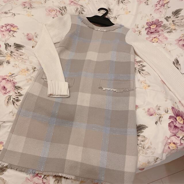 BURBERRY BLUE LABEL   クレストブリッジチェックニット袖コンビ