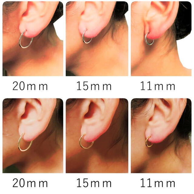 想像を超えての フープイヤリング 15mm 6個 フェイクピアス ノンホール シルバー