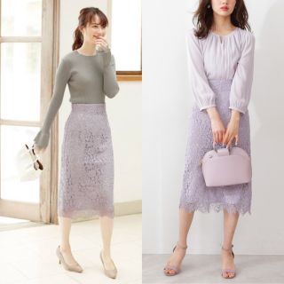 プロポーションボディドレッシング(PROPORTION BODY DRESSING)のPROPOTION BODY DRESSING ナローレーススカート 美品(ひざ丈スカート)