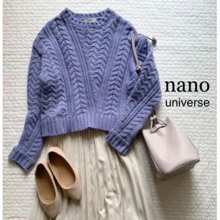 ナノユニバース(nano・universe)のnano universe ラウンドネックケーブルニット size 36(ニット/セーター)