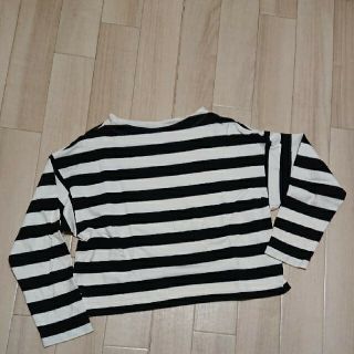 ユニクロ(UNIQLO)のUSED／ユニクロ ボーダーボートネックコットンシャツ(カットソー(長袖/七分))