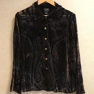 デプト(DEPT)のUS vintageシースルー/シアーベロアプリントシャツ茶deptogaxtc(シャツ/ブラウス(長袖/七分))