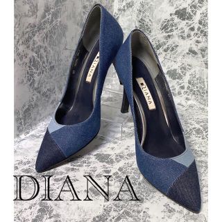 ダイアナ(DIANA)の【状態良好&送料無料】DIANAダイアナ　デニム生地バイカラーパンプス(ハイヒール/パンプス)