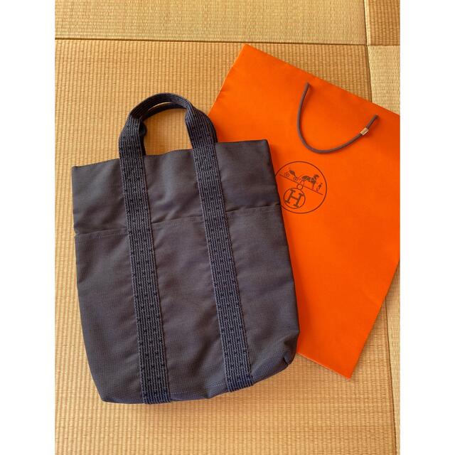 HERMES エールライン カバス トートバッグ キャンバス グレー系