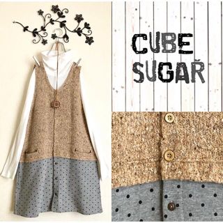 キューブシュガー(CUBE SUGAR)のCUBE SUGARニット切替チュニックワンピース(チュニック)