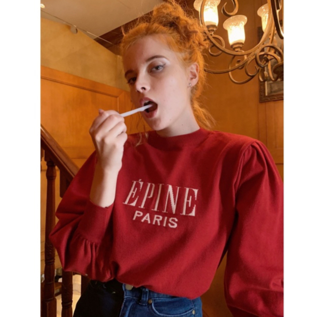 ÉPINE logo arm volume knit red