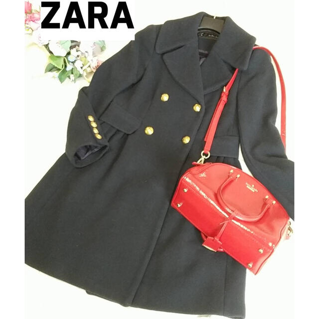 ZARA(ザラ)のZARA BASIC ザラ ウールコート 金ボタン Aライン レディースのジャケット/アウター(ロングコート)の商品写真