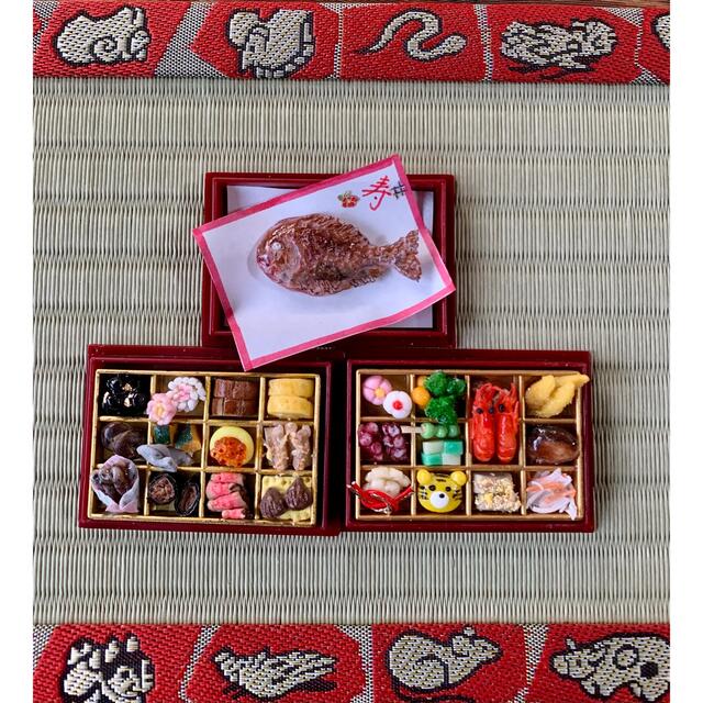 ミニチュアフード　おせちセット ハンドメイドのおもちゃ(ミニチュア)の商品写真