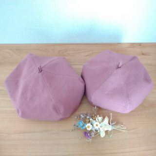 あかいりぼん様専用☆ハンドメイド　ベレー帽(ピンク)(外出用品)