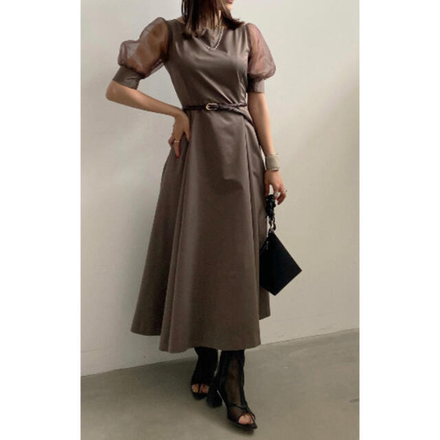 シアーパフスリーブドレスAmeri VINTAGE SHEER PUFF SLEEVE DRESS