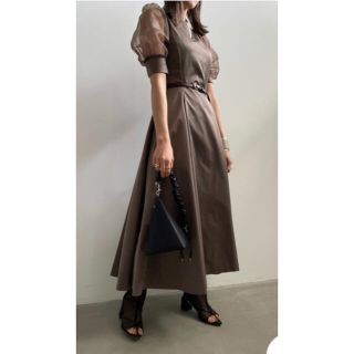 アメリヴィンテージ(Ameri VINTAGE)のAmeri VINTAGE SHEER PUFF SLEEVE DRESS(ロングドレス)