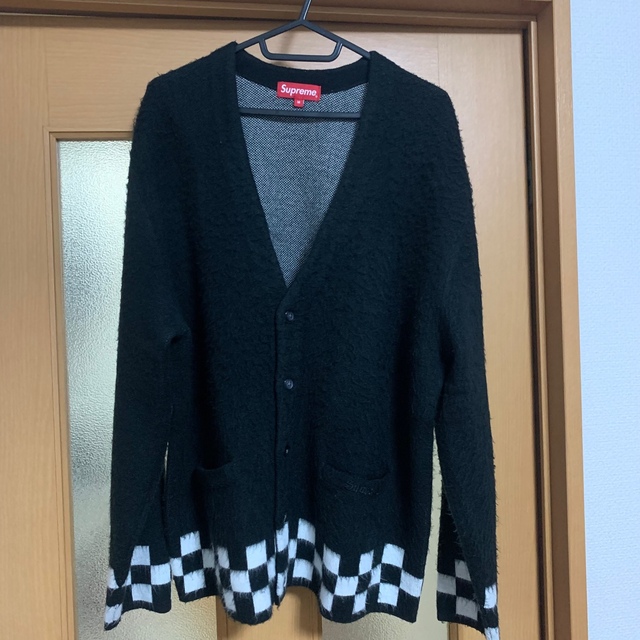 supreme brushed checkerboard cardigan