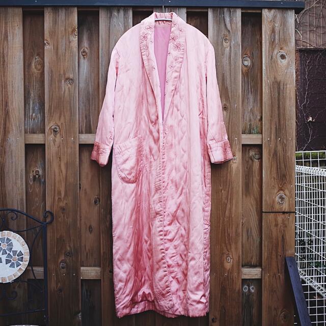 Vintage Quiltied satin long gown / Pink