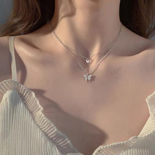 新品 double butterflies necklace s925(ネックレス)