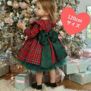 クリスマス ドレス ワンピース チェック柄 女の子 120cm(ワンピース)