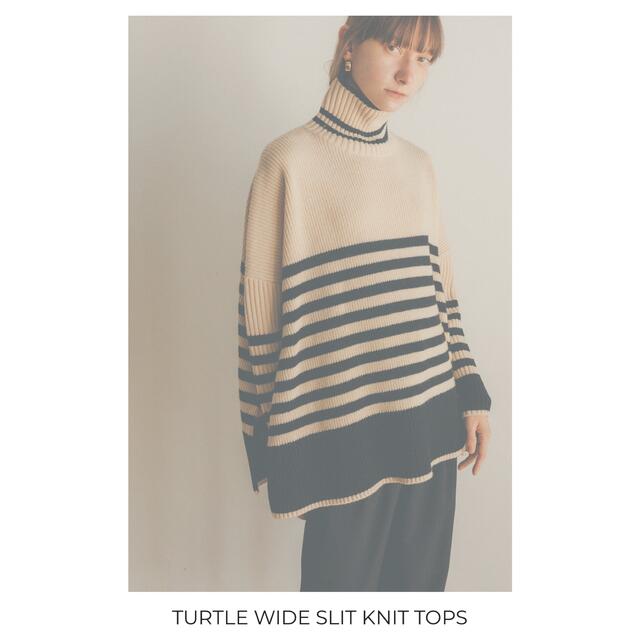 トップスCLANE クラネ  TURTLE WIDE SLIT KNIT TOPS