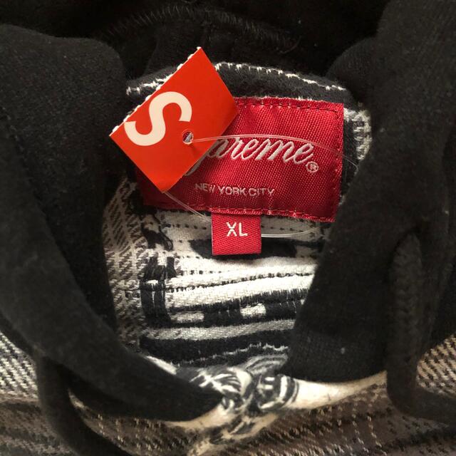 Supreme Hooded Shadow Plaid Shirt 灰黒XL