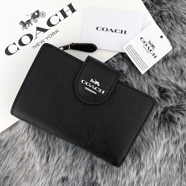 COACH - 新品☆COACH(コーチ)メンズ ブラック レザー 折り財布の通販 ...