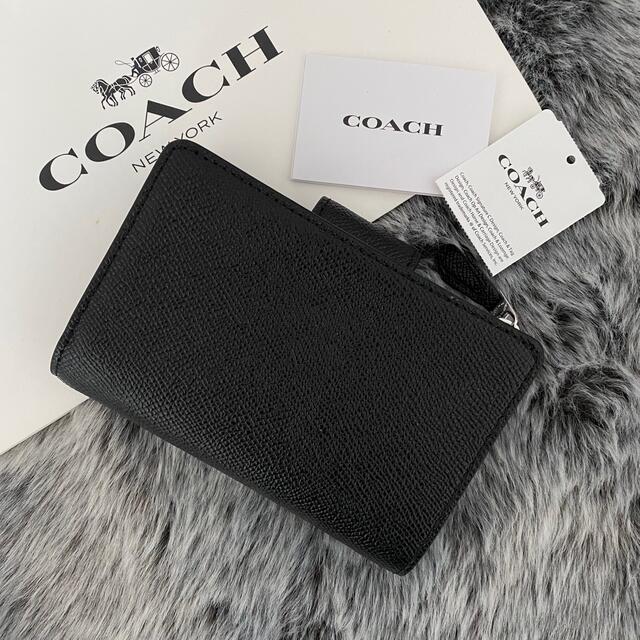 COACH(コーチ)の新品☆COACH(コーチ)メンズ ブラック レザー 折り財布 メンズのファッション小物(折り財布)の商品写真