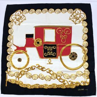 セリーヌ(CELINE)の【Yasuko様】セリーヌ イタリア製 高級シルク スカーフ 大判 馬車チェーン(バンダナ/スカーフ)