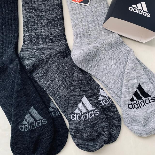 adidas(アディダス)の新品　adidas アディダス　靴下　黒　グレー　まとめ売り　6足セット メンズのレッグウェア(ソックス)の商品写真