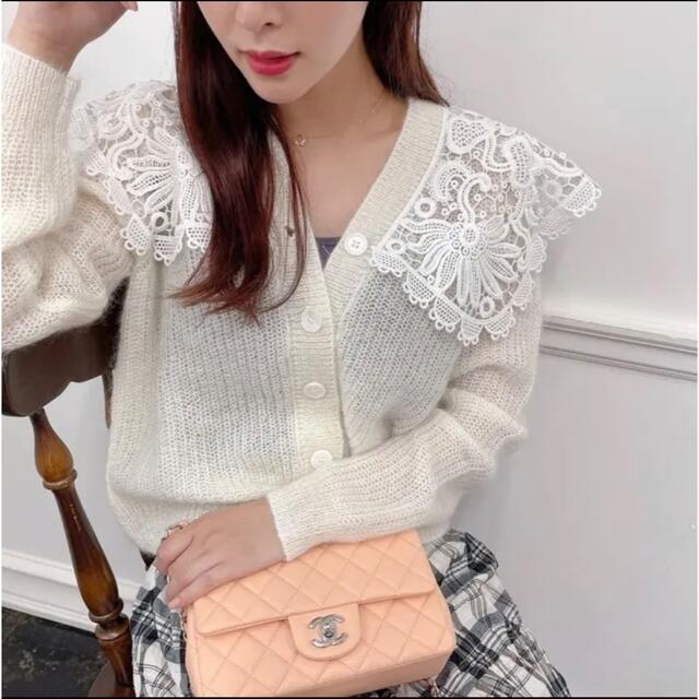 SNIDEL(スナイデル)のMAISONMARBLE(メゾンマーブル) Lacy Collar Knit レディースのトップス(カーディガン)の商品写真