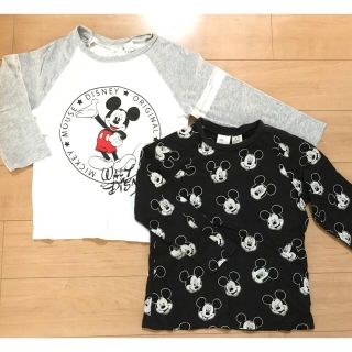 エイチアンドエム(H&M)の値下げH&MミッキーコラボロングTシャツ2点セットサイズ90(Tシャツ/カットソー)