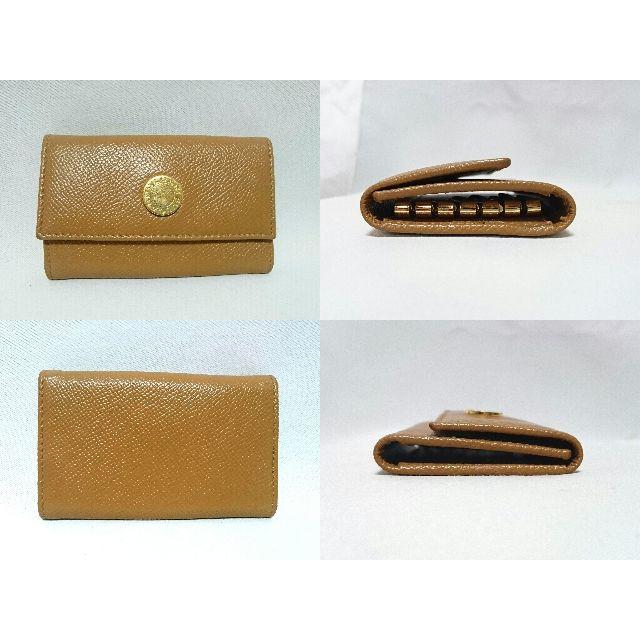 プレゼント 正規良品 ブルガリ BVLGARI ロゴ6連レザーキーケース 茶×金