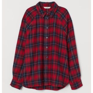 エイチアンドエム(H&M)のH&M 完売　フランネル　ラグランチェックシャツ　レッドチェック(シャツ/ブラウス(長袖/七分))